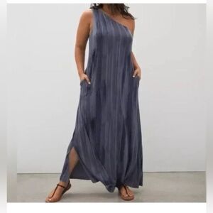 Soma Weekend One Shoulder Maxi Dress Built In Bra XL length 54in